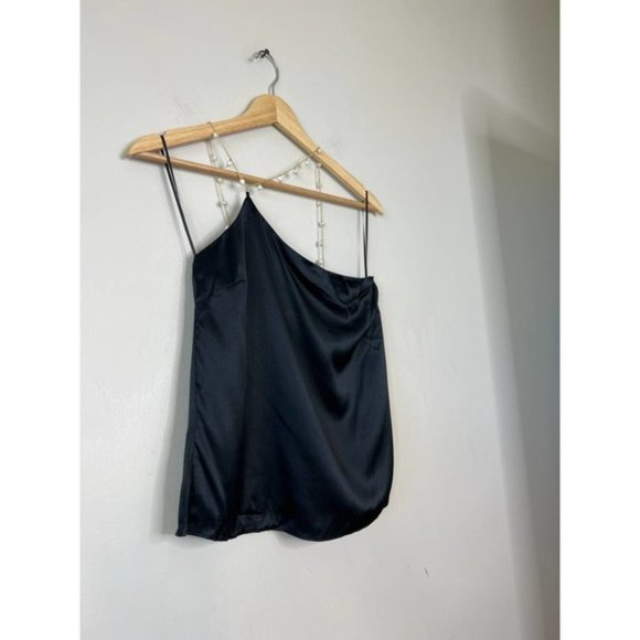 Cami NYC Silk One Shoulder Pearl Strap Tilda Cami Women's Black Size: XXS NWT - Picture 3 of 7